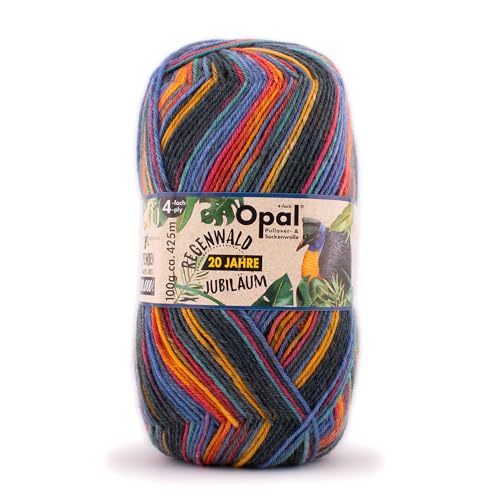 Opal Regenwald 20 Jahre Jubiläum (425m) 4-fädig Garn - Wollmischung, zum Stricken warmer Socken mit einzigartigen Farbmustern, 5145, 1 x 100g von OPAL