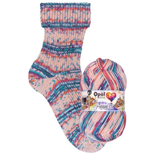 Opal Sockenwolle Aquarell, 4-fädig, 75% Schurwolle Superwash, 425m/100g, Nadelstärke 2-3mm (11536 Herzensreise) von OPAL