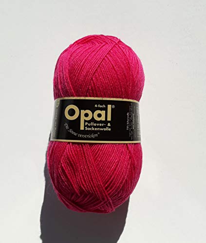 Opal Uni (425m) 4-fädiges Garn - Wollmischung, leuchtende Volltonfarben, Garn für warme Socken und Pullover, 5194 Rosa, 1 x 100 g von OPAL