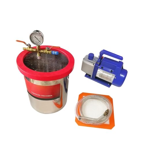 OPFVUJIKX Edelstahl-Vakuumkammer 2/3/5 Gallonen mit 3cfm Vakuumpumpe Entschäumerfass for Epoxidharz AB-Kleber 9L/12L/20L(5Gal RS-1) von OPFVUJIKX