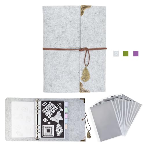 OPG Magnetische Blätter und Aufbewahrungsbeutel für Briefmarken und Stanzformen, mit Albumtasche, gestanztes Aufbewahrungs-Set für die Aufbewahrung, Stanzen, DIY, Scrapbooking, Kartenherstellung, Grau von OPG