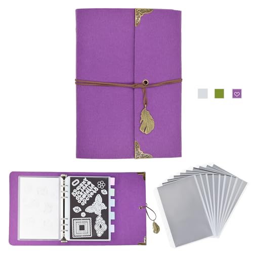 OPG Magnetische Blätter und Aufbewahrungstaschen für Briefmarken und Stanzformen, mit Albumtasche, gestanztes Aufbewahrungsset für Aufbewahrung, Stanzen, DIY, Scrapbooking, Kartenherstellung (lila) von OPG
