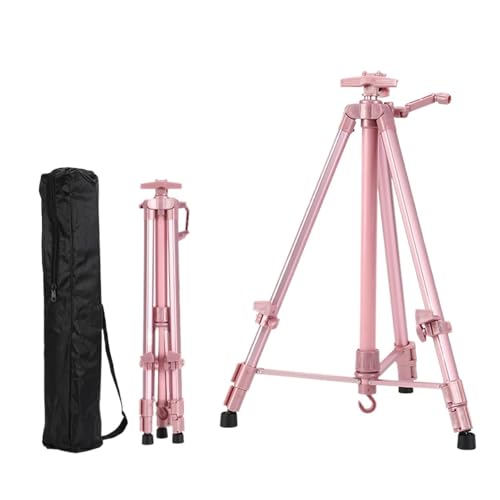 Malen Halter Faltbare tragbare Metall-Skizzenstaffelei, Ständer, Metallmaterial, 50–150 cm, verstellbar for Malerei im Freien, 33 x 10 cm Tablett optional(Pink No Tray) von OPIGJUFD