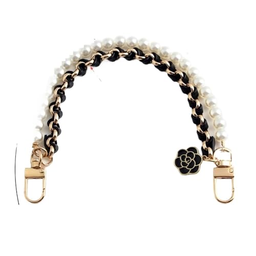 OPIGJUFD Perle Griff Kette Metall Taschen Kette 1PC Camellia Brieftasche Griff Imitation Perle Doppel Kurze Handtasche Handy Strap Ersatz(Style1) von OPIGJUFD