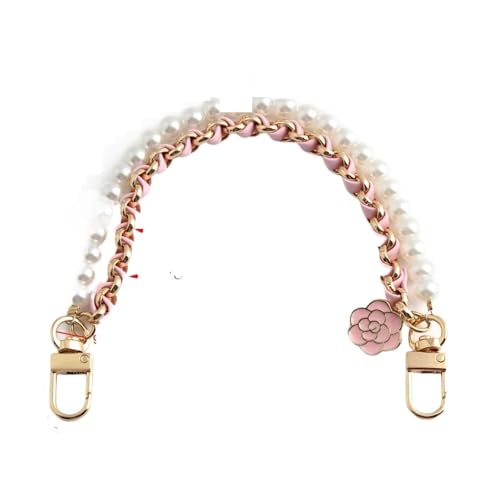OPIGJUFD Perle Griff Kette Metall Taschen Kette 1PC Camellia Brieftasche Griff Imitation Perle Doppel Kurze Handtasche Handy Strap Ersatz(Style2) von OPIGJUFD