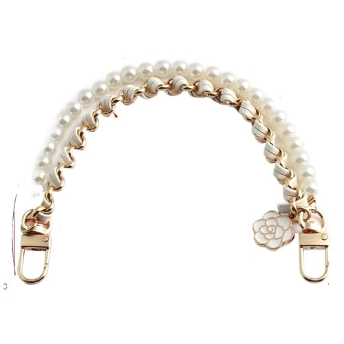 OPIGJUFD Perle Griff Kette Metall Taschen Kette 1PC Camellia Brieftasche Griff Imitation Perle Doppel Kurze Handtasche Handy Strap Ersatz(Style3) von OPIGJUFD