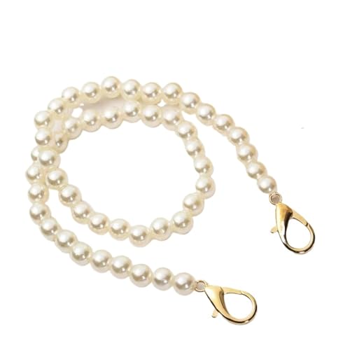 OPIGJUFD Perle Griff Kette Metall Taschen Kette Runde Imitation Perle Perle Kurzen Griff Ersatz Strap Handtasche Zubehör Brieftasche Schulter Metall Schnalle(60cm) von OPIGJUFD