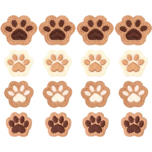 20 Stück Bestickte Aufnäher zum Aufnähen oder Aufbügeln,Bügelflicken Hundepfoten,Patches Zum AufbüGeln Patch Sticker Gestickte AufnäHer Applikation SüßEr Stickerei-Patch, Tier Bügelflicken Patches von OPIURVY