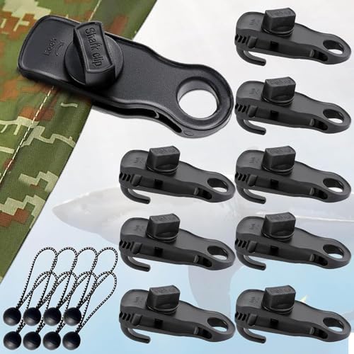 Planenspanner Clips 8 Stück Planenspanner mit Haken und 8 Stück Spanngummis mit Kugel, Haiförmige Planenclips Strapazierfähigen Set für Plane Zeltplane Tarp Camping Wohnmobil Zubehör Banner Spanner Planenspanner Clips 8 Stück Planenspanner mit Haken und 8 Stück Spanngummis mit Kugel, Haiförmige Planenclips Strapazierfähigen Set für Plane Zeltplane Tarp Camping Wohnmobil Zubehör Banner Spanner von OPPKEPT