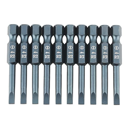 OPPWONG Magnetschraubendreherbits, 10pcs 50 Mm Legierungsstahl Stahl Geschlitzte Schraubendreher -Bits Eingestellt 1/4 -Zoll -Sechskant Shank Magnetic Flat Head Bohrer für Elektrische von OPPWONG