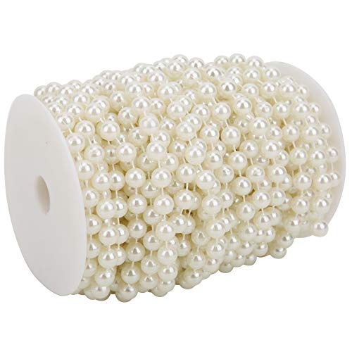 OPPWONG Perlenschnur, Dekoration Hängende Perlenketten von Perlen 20m ABS Kunstperlen Kleidungszubehör 10 -mm Perlperlenschnur für DIY -Türen Dekoration (Beige) von OPPWONG
