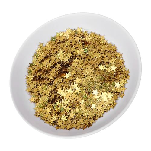 Star Confetti, 4000pcs Star Tisch Konfetti Sprinkles Star Glitter Tisch Konfetti Hochzeit Wurf- und Desktop -Display für Weihnachten, Hochzeit, Party, Babyparty, Geburtstagsfeier (Lasergold) von OPPWONG