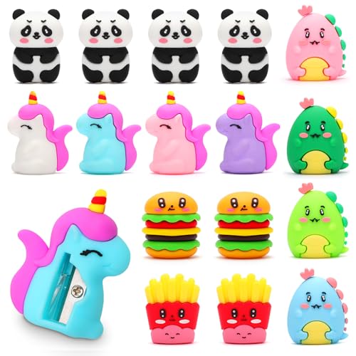 OPPZZIT 16PCS Cartoon Bleistiftspitzer Anspitzer Mitgebsel Kindergeburtstag 5 6 7 8 9 10 11 12 Jahre, Give Aways Mitbringsel Kindergeburtstag Gastgeschenke für Kinder, Kleine Pinata Füllung von OPPZZIT