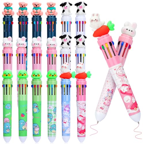 OPPZZIT Mitgebsel Kindergeburtstag 6 7 8 9 10 Jahre, Kindergeburtstag Gastgeschenke & Give Aways, 18 Pcs 0.5mm Handbuch Kugelschreiber 10 Farben mit Cartoon-Muster von OPPZZIT