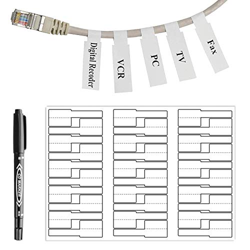 600 Stück Kabelbeschriftung mit Markierstift, Geeignet für Laserdrucker, 20 Blatt A4 × 30 Stück, Weiß 600 Stück Kabelbeschriftung mit Markierstift, Geeignet für Laserdrucker, 20 Blatt A4 × 30 Stück, Weiß von OPQH