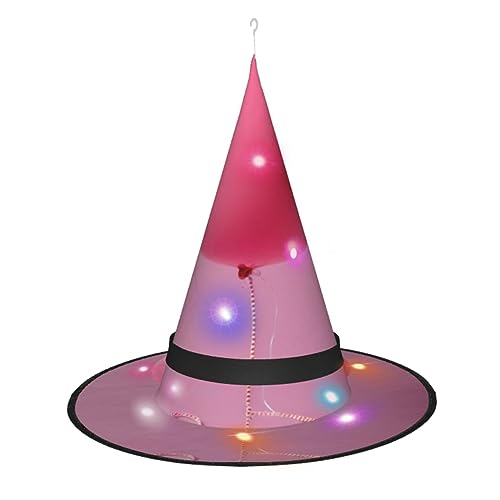 OPSREY Hexenhut für Erwachsene, mit Luftballon-Aufdruck, spitzer Hut, Halloween-Party-Dekoration, Rosa von OPSREY