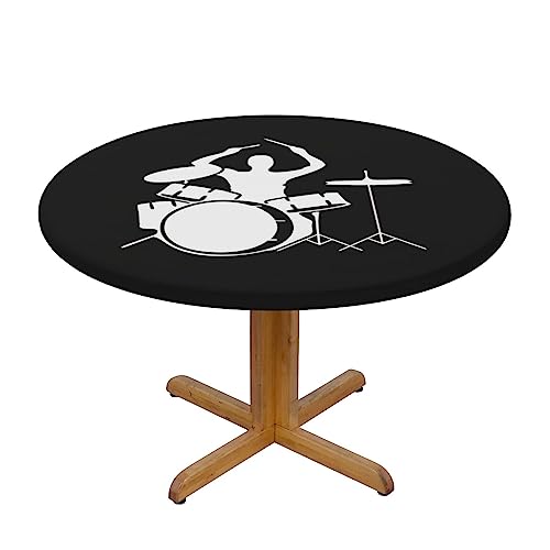 OPSREY Schlagzeuger bedruckte runde Tischdecken waschbare elastische Tischdecken Tischschoner von OPSREY