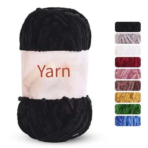 OPUHOHR Samt Chenille Garn, 100% Polyacryl, superweich, grob, zum Stricken und Häkeln, 100 g – 80CM von OPUHOHR