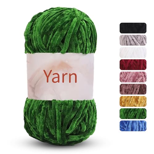 OPUHOHR Samt Chenille Garn, 100% Polyacryl, superweich, grob, zum Stricken und Häkeln, 100 g – 80CM von OPUHOHR