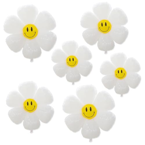 Daisy Ballons Weiße Blumen Aluminium Ballon, Daisy Folie Ballons, Party-Zubehör, Schöne Blumen Party für Frauen Kinder, Geburtstag, Hochzeit oder Baby Dusche Dekorationen, Garten Balloon Dekor von OPVXZAD
