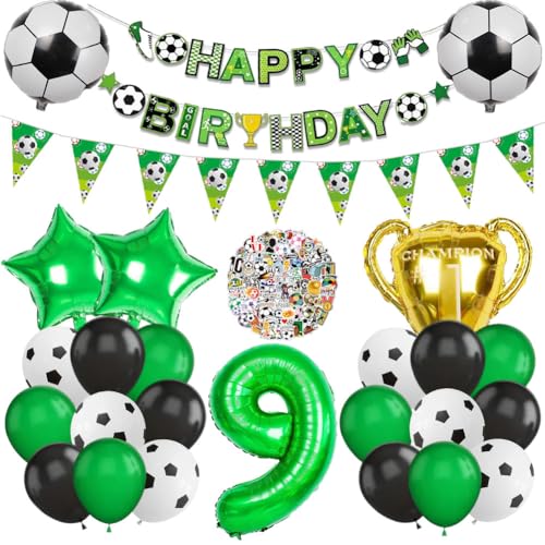 Fußball Luftballon 9. Geburtstag Deko Set, Football Luftballon Folienballon, Zahlen 9 Grün Folienballon, Fussball Banner & Stickers für Kinder Mädchen Junge 9 Jahre Birthday Party Dekorationen Fußball Luftballon 9. Geburtstag Deko Set, Football Luftballon Folienballon, Zahlen 9 Grün Folienballon, Fussball Banner & Stickers für Kinder Mädchen Junge 9 Jahre Birthday Party Dekorationen von OPVXZAD