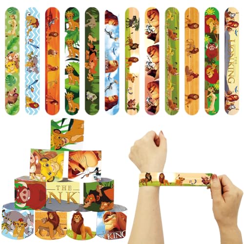 OPVXZAD 24Pcs König der Löwen Schnapparmband Kinder, Slap Armband, König der Löwen Bracelets Slap für Kinder Jungen Mädchen Bunte Mitgebsel Kindergeburtstag von OPVXZAD