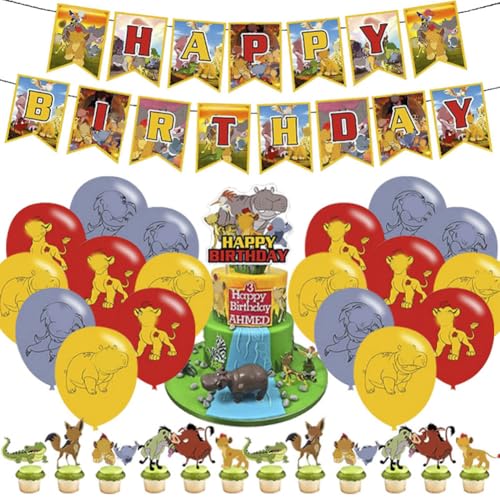 OPVXZAD 32 Stück Löwenkönig Partydekoration Set Enthält Koenig der Loewen Happy Birthday Banner Lion Kuchen Toppers Lion Latex Luftballons Für Kindergeburtstage Löwenkönig Themen Party Deko OPVXZAD 32 Stück Löwenkönig Partydekoration Set Enthält Koenig der Loewen Happy Birthday Banner Lion Kuchen Toppers Lion Latex Luftballons Für Kindergeburtstage Löwenkönig Themen Party Deko von OPVXZAD