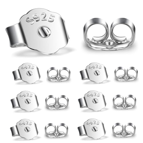 OPVYAEU 6 Paar Verschlüsse Silber für Ohrstecker Ohrring, 925 Sterling Silber Ohrring Verschlüsse Sicher Ersatz für Pfosten, Hypoallergen Schmetterlings Sicherheitsverschlüsse OPVYAEU 6 Paar Verschlüsse Silber für Ohrstecker Ohrring, 925 Sterling Silber Ohrring Verschlüsse Sicher Ersatz für Pfosten, Hypoallergen Schmetterlings Sicherheitsverschlüsse von OPVYAEU