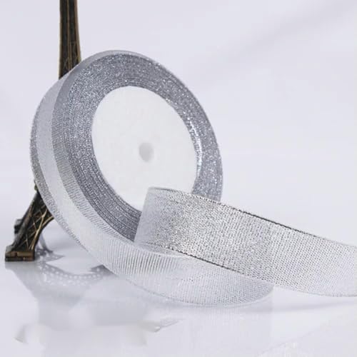 OPica Gold-Silber-Glitzer-Satinband, Basteln, Hochzeit, dekorative DIY-Organza-Bänder, Schleife, Weihnachtsgeschenkzubehör, 22 Meter/Rolle OPica Gold-Silber-Glitzer-Satinband, Basteln, Hochzeit, dekorative DIY-Organza-Bänder, Schleife, Weihnachtsgeschenkzubehör, 22 Meter/Rolle von OPica