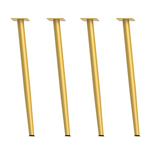 OQNIGNEV 4 Stück Möbelbeine aus Metall, vertikal, konisch, Tischbeine für Möbel, Schränke, Sofas, Couchtische, Nachttische (90 cm, Gold) von OQNIGNEV