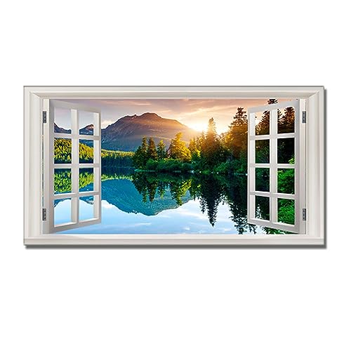 DIY 5D Diamond Painting Set, Diamant Painting Bilder, Fenster Landschaft Sonnenuntergänge 50x100cm 5D Diamant Malerei, Crystal Strass Stickerei Cross Stickerei Malerei Kit Home Wall Dekoration 20x40in von ORBANA