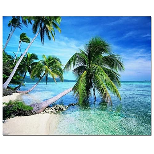 ORBANA Diamond Painting Set Malen nach Zahlen, Blauer Ozean-Himmel-Baum 65x100cm 5D Diamant Malerei Kits DIY Diamant Gemälde Bilder voller Bohrer Stickerei Diamond Kunst Basteln Leinwand Wand Dekor von ORBANA