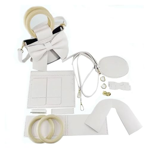 ORBIBA DIY Ledertaschen Bausatz DIY Handtasche Tasche Satchel Herstellung Kit PU Leder Handwerk Werkzeug Set handgemachte Handtasche Schultertaschen Strickstich Frauen Mädchen (Color : White) von ORBIBA