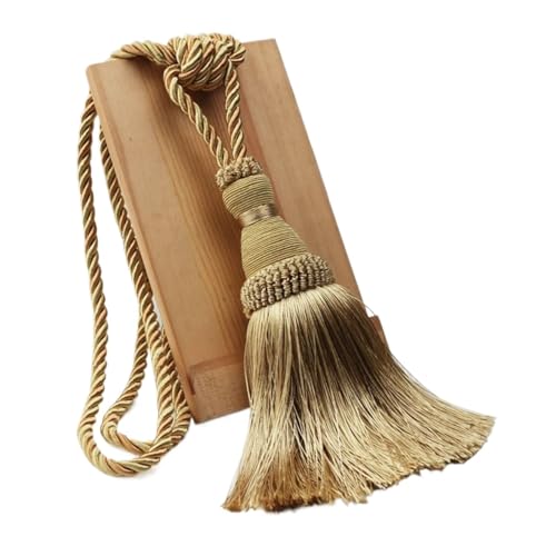 Vorhang Krawatten 1 STÜCK Polyester Quaste Raffhalter Vorhanghalter Handgemachte Quaste for Dekoration Seil Vorhang Hängende Kugeln for Wohnzimmer Accessori (Color : Gold) von ORBIBA