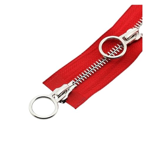 Zwei Wege Reißverschluss 1PC Reißverschluss Jacke Doppelschieber DIY Nähen Kreis Schieber Bekleidungszubehör (Color : Red, Size : 70cm) von ORBIBA