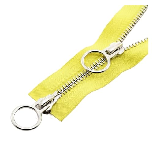 Zwei Wege Reißverschluss 1PC Reißverschluss Jacke Doppelschieber DIY Nähen Kreis Schieber Bekleidungszubehör (Color : Yellow, Size : 70cm) von ORBIBA