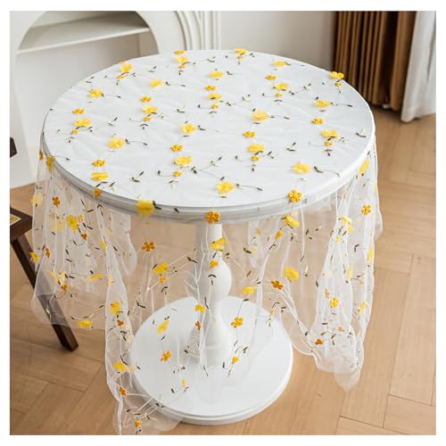Weiße Spitze Tischdecke, Vintage Overlay Spitzentischdecke, für Draußen Esszimmer, Küche, Garten, Party, Hochzeiten oder Haushalt (B,140 * 220 cm) von OREZAUQS