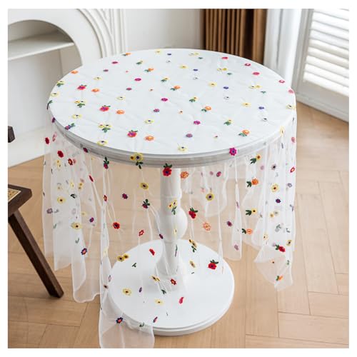 Weiße Spitze Tischdecke, Vintage Overlay Spitzentischdecke, für Draußen Esszimmer, Küche, Garten, Party, Hochzeiten oder Haushalt (C,140 * 220 cm) von OREZAUQS