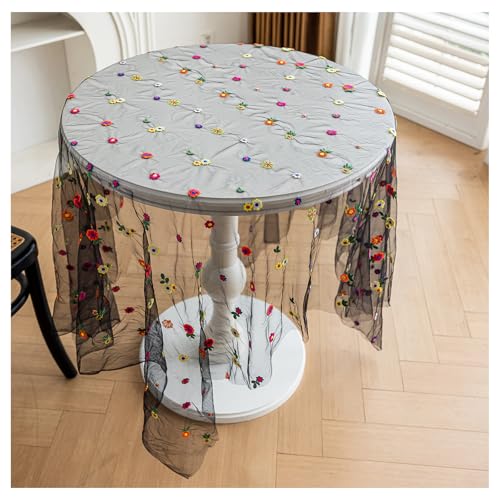 Weiße Spitze Tischdecke, Vintage Overlay Spitzentischdecke, für Draußen Esszimmer, Küche, Garten, Party, Hochzeiten oder Haushalt (D,140 * 140 cm) von OREZAUQS