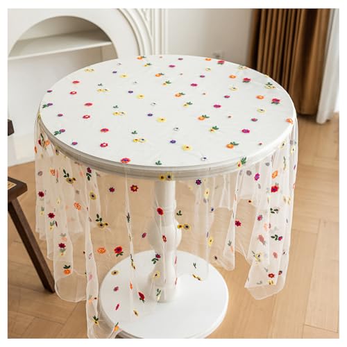 Weiße Spitze Tischdecke, Vintage Overlay Spitzentischdecke, für Draußen Esszimmer, Küche, Garten, Party, Hochzeiten oder Haushalt (E,140 * 140 cm) von OREZAUQS
