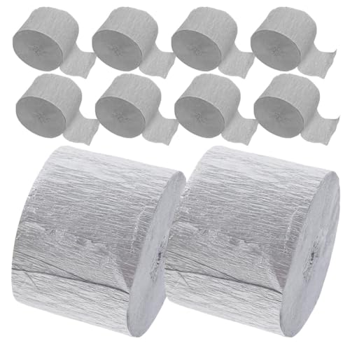ORFOFE 10 Rollen Krepppapier Deko-bänder Silber Flexible Langlebige Party Festtags-dekoration für Geburtstagsfeiern Hochzeiten und Festliche Anlässe Vielseitig Einsetzbare Papier-streamer von ORFOFE