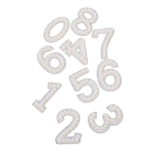 ORFOFE 10 Stück Perlen Diamant Sticker Stickerei Patch Aufnäher Mit Strasssteinen Zum Aufbügeln Perlen Zahlen Patch Reparatur Aufnäher Mit Strasssteinen Zum von ORFOFE