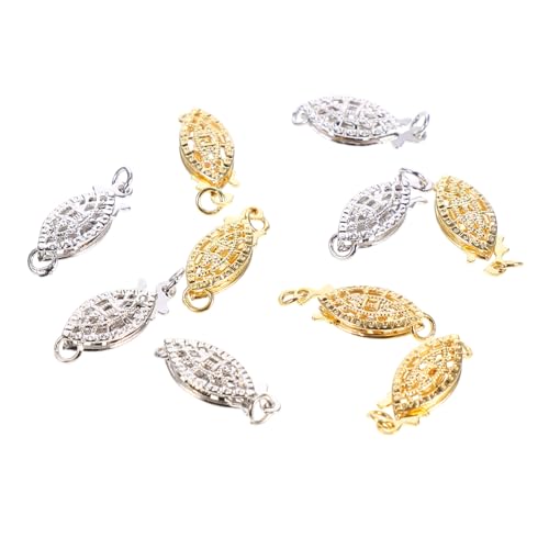 ORFOFE 10 Stück Teiliges Fischhaken Schmuckverschluss Leichtes DIY Slide Clasp Zubehör Sicherer Clip für Halsketten und Armbänder Modischer Schmuckverbinder in Weiß und Gold von ORFOFE