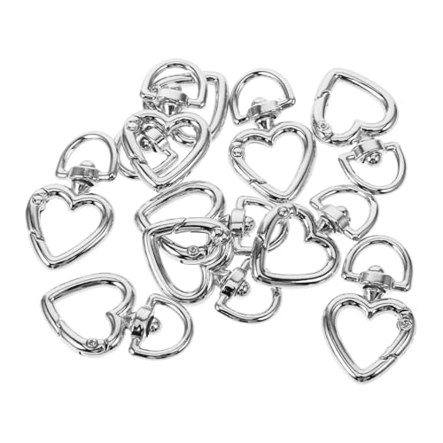 ORFOFE 10 Stück Teiliges Herzförmige Metall-federkarabiner Schlüsselanhänger Robust Leicht Tragbar DIY Schmuck Zubehör für Ringe Basteln und Taschen Dekoration Silber Klein von ORFOFE