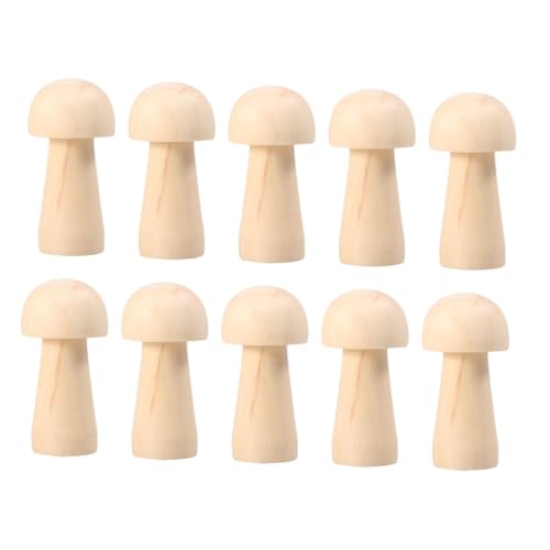 ORFOFE 10 Stück Teiliges Kleine Holzpilzfiguren Natürliche DIY holzpuppen zum Bemalen Handgefertigte Holzdeko für Bastelprojekte Glatte Oberfläche Fördert Kreativität und Handfertigkeit von ORFOFE