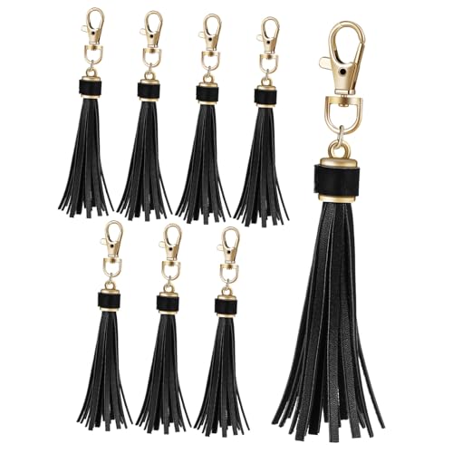 ORFOFE 10 Stück Teiliges Pu Leder Quasten Anhänger mit Drehkarabiner Langlebige DIY Schlüsselanhänger für Handtaschen Modische Schwarze Tassel Anhänger Praktisch und Dekorativ von ORFOFE