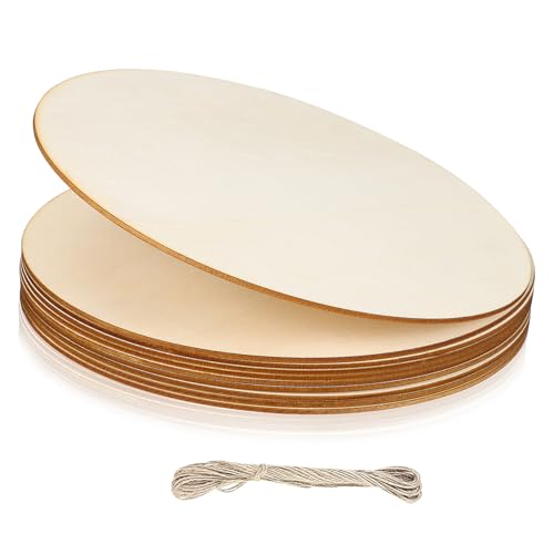 ORFOFE 10 Stück Teiliges Runde Holzscheiben mit Seilen Natürliche Holzscheiben zum Basteln Bemalbar DIY Handwerk Dekoration Hochzeit und Party von ORFOFE