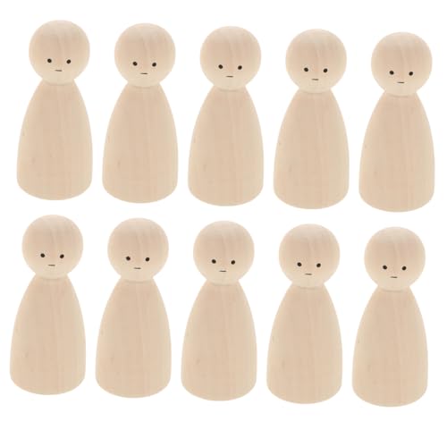 ORFOFE 10 Stück Teiliges Unvollendete Holzfiguren zum Bemalen Naturfarbene Peg Puppen DIY Bastelset für Erwachsene Handbemalbare Holzpuppen für Kreative Dekoration und Geschenkideen von ORFOFE