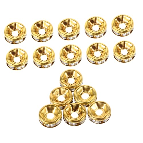 ORFOFE 100 Stück Goldfarbene Rondelle Spacer Perlen mit Kristall Strass Große Schmuckperlen für Armbänder und Halsketten DIY Schmuckzwischenperlen für Stilvolle Accessoires ORFOFE 100 Stück Goldfarbene Rondelle Spacer Perlen mit Kristall Strass Große Schmuckperlen für Armbänder und Halsketten DIY Schmuckzwischenperlen für Stilvolle Accessoires von ORFOFE