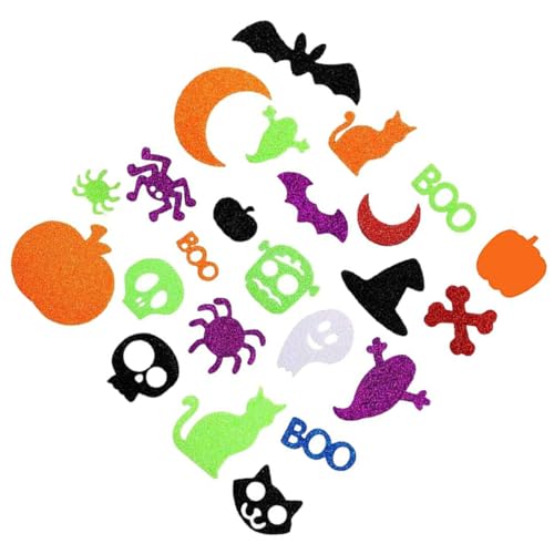 ORFOFE 100 Stück Halloween Aufkleber Selbstklebende Leichte Schaumstoff Sticker mit Niedlichen Katzen Geistern und Kürbissen für Halloween Basteln Partydekoration und Geschenkverpackung von ORFOFE